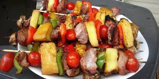 Beef and Chicken Luau Kebobs