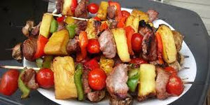 Beef and Chicken Luau Kabobs